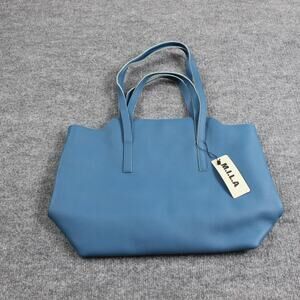 Mila Amber Tote Bag True Blue Pebbled Leather Shoulder Handbag Chic Work Luxury